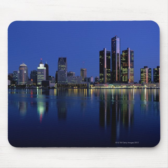Mousepad Detroit Skyline à Noite (Frente)
