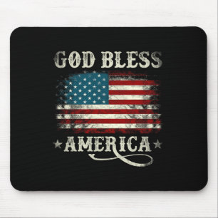 Mousepad Deus Abençoe a Bandeira dos EUA da América 4 de Ju