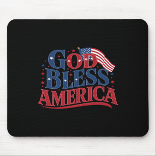 Mousepad Deus Abençoe a Bandeira dos EUA da América 4 de Ju