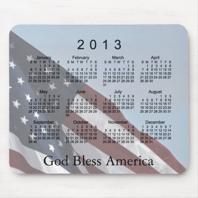 Mousepad Deus abençoe América de 2013 calendários (Frente)