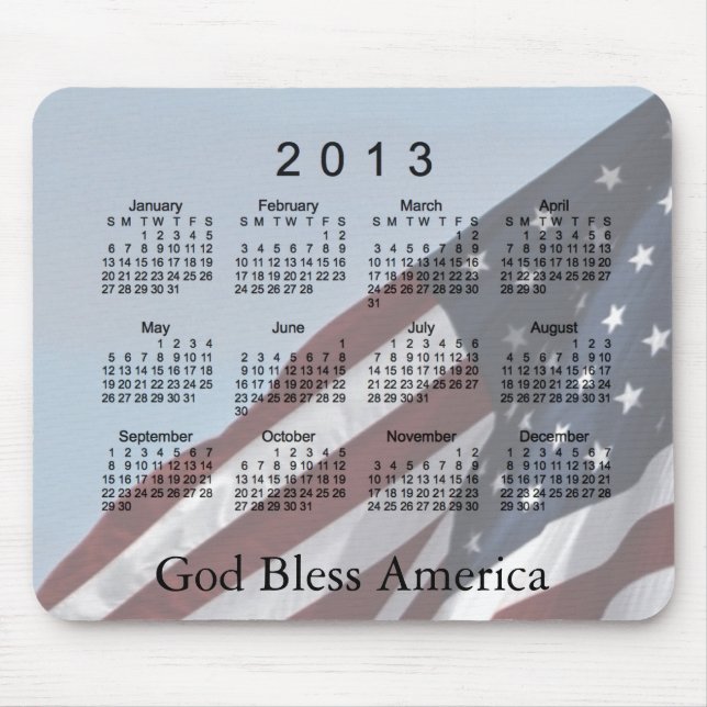 Mousepad Deus abençoe América de 2013 calendários (Frente)