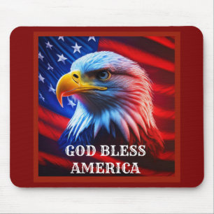 Mousepad Deus abençoe América EUA Flag Bald Eagle