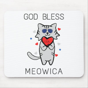 Mousepad Deus abençoe Meowica Engraçado América Patriótica