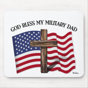 Mousepad DEUS ABENÇOE MEU PAI MILITAR, cruz rústica & bande