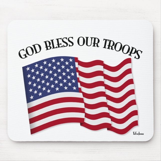Mousepad Deus Abençoe Nossas Tropas com a bandeira dos EUA (Frente)