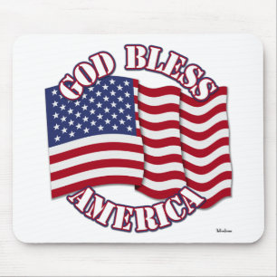 Mousepad Deus Abençoe o Americano com a Bandeira dos EUA