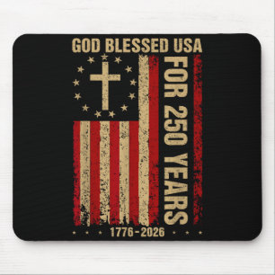 Mousepad Deus abençoou os EUA por 250 anos 1776 2026 cristã