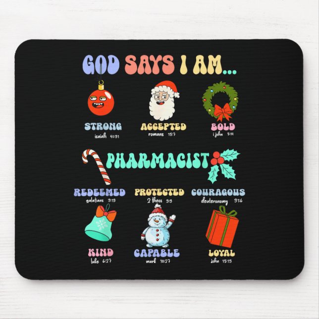 Mousepad Deus Diz Que Eu Sou Farmacêutico Natal Técnico De  (Frente)