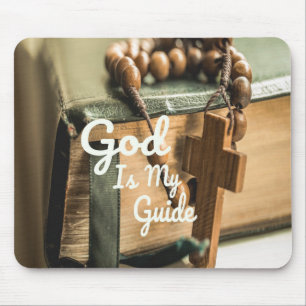 Mousepad Deus é a minha Bíblia guia e a Rosary Cross