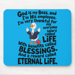 Mousepad Deus É Chefe Empregado Pato Fofo Cristão