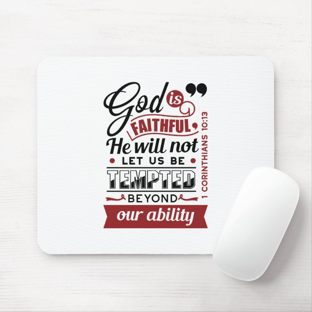Mousepad Deus É Fiel – 1 Coríntios 10:13 Versículo Bíblico (Com mouse)