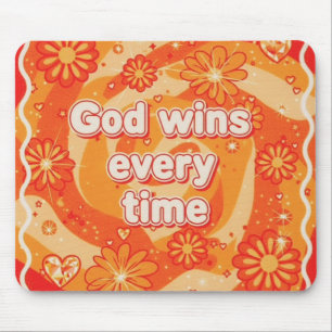 Mousepad Deus laranja vence sempre fé cristã