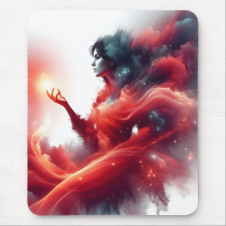 Mousepad Deusa Celestial Cósmica Galáxia Nuvem Vermelha Abs