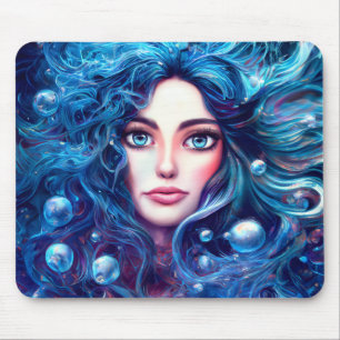Mousepad Deusa do Mar das Sereias Ninfa Siren Arte Submarin