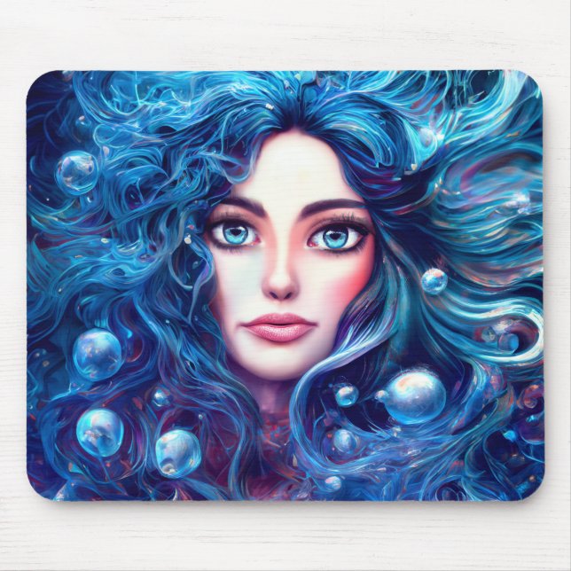 Mousepad Deusa do Mar das Sereias Ninfa Siren Arte Submarin (Frente)