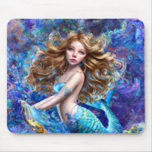 Mousepad Deusa do Mar das Sereias Ninfa Siren Arte Submarin