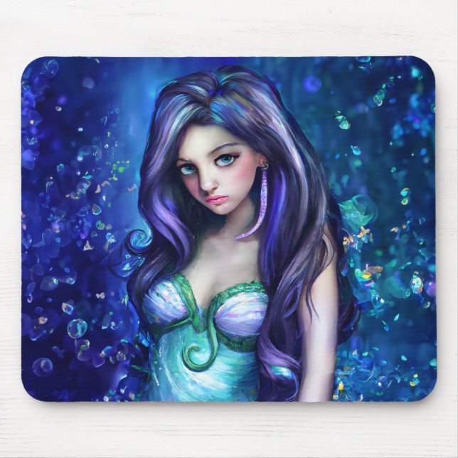 Mousepad Deusa do Mar das Sereias Ninfa Siren Arte Submarin (Frente)