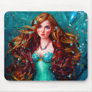 Mousepad Deusa do Mar das Sereias Ninfa Siren Arte Submarin