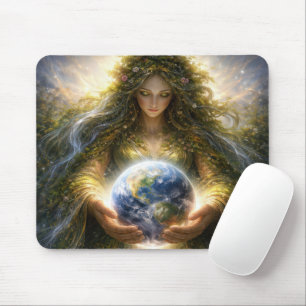 Mousepad Deusa Gaia Segurando Gentilmente o Planeta Terra