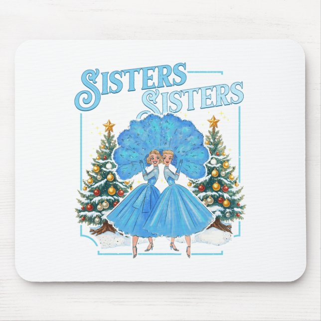 Mousepad Devoted Sisters White Xmas Merry Christmas Snowfla (Frente)