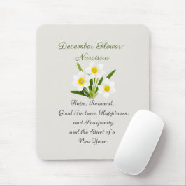 Mousepad Dezembro Nascimento Mês Flor Narciso Elegante