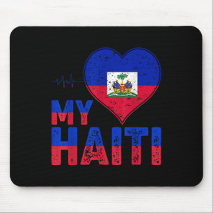Mousepad Dia da Bandeira Haitiana Amor Haiti Coração Raízes