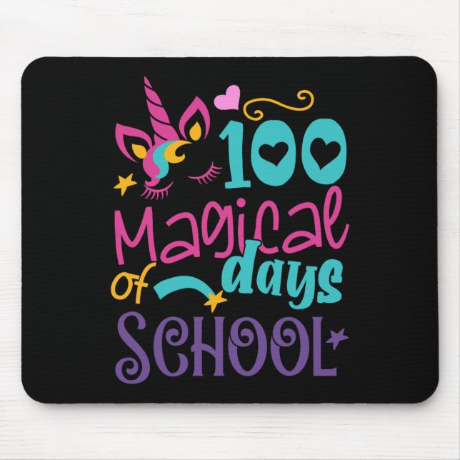 Mousepad Dia Da Escola Unicórnio 100 Dias Mágicos Professor (Frente)