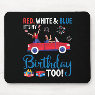 Mousepad Dia da Independência Branco E Azul É Meu Aniversár