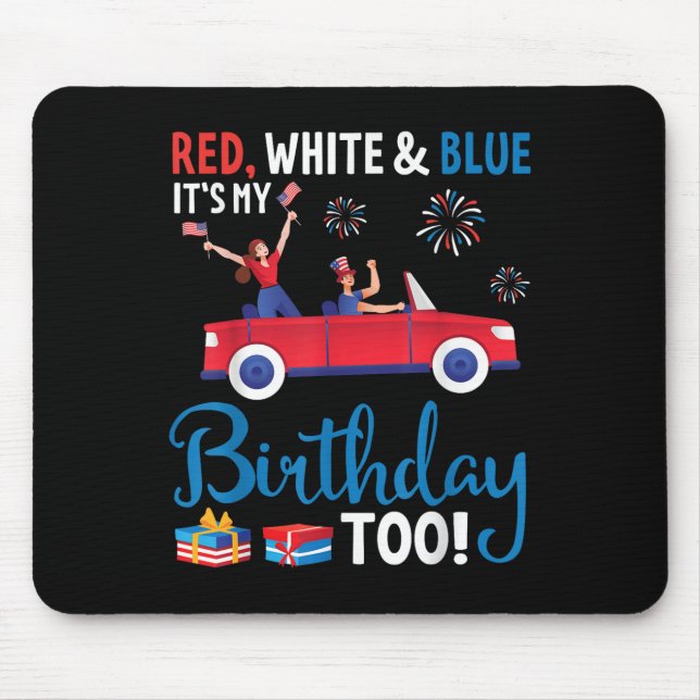 Mousepad Dia da Independência Branco E Azul É Meu Aniversár (Frente)
