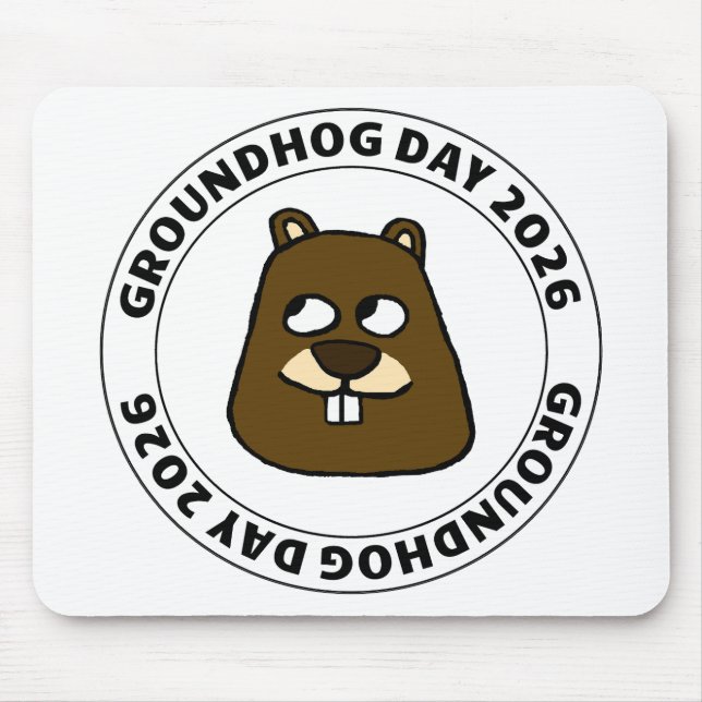 Mousepad Dia da Marmota 2026 com rosto de Marmota (Frente)