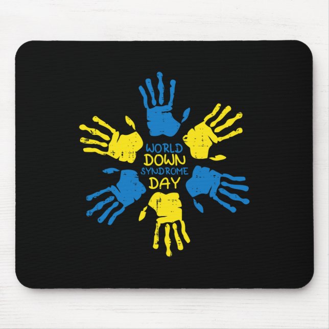 Mousepad Dia da Síndrome de Down Mãos Conscientização 321 H (Frente)