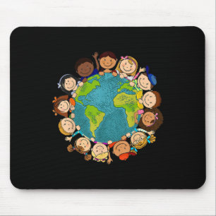 Mousepad Dia da Terra Camisa Crianças Bonitas Crianças Rapa