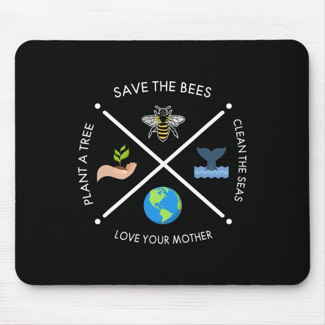 Mousepad Dia da Terra Salve As Abelhas Plantam Mais Árvores (Frente)
