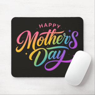 Mousepad Dia das Mães Colorido Feliz Caligrafia Arco-íris