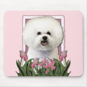 Mousepad Dia das mães - tulipas cor-de-rosa - Bichon Frise