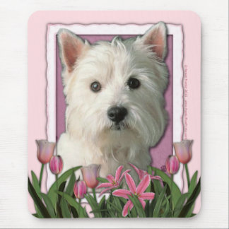 Mousepad Dia das mães - tulipas cor-de-rosa - montanhas