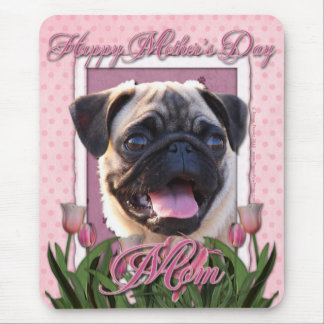 Mousepad Dia das mães - tulipas cor-de-rosa - Pug
