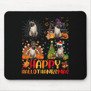Mousepad Dia de Ação de Graças de Halloween Natal Siamese C