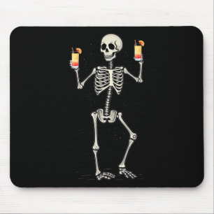 Mousepad Dia de as Bruxas engraçado Bebendo de esqueleto Te