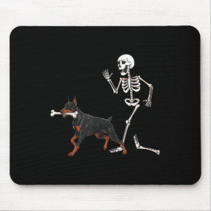 Mousepad Dia de as Bruxas engraçado Doberman Nscher E Skele