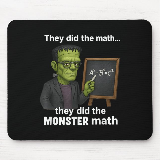 Mousepad Dia de as Bruxas engraçado Monstro Math Pun, Teach (Frente)