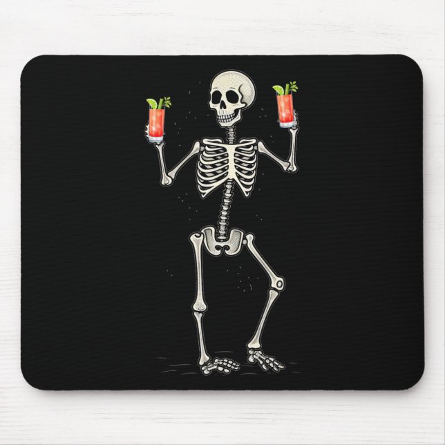 Mousepad Dia de as Bruxas engraçado Skeleton Bebendo Bloody (Frente)