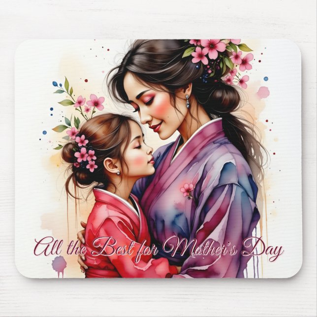 Mousepad Dia de as mães Kimono Art com Embraço Floral (Frente)