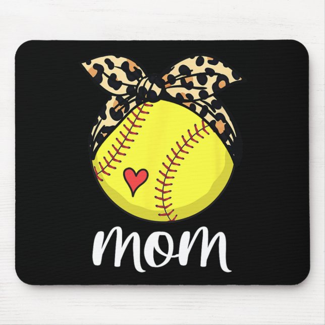 Mousepad Dia de as mães Softball Mãe Dia de as mães Softbal (Frente)