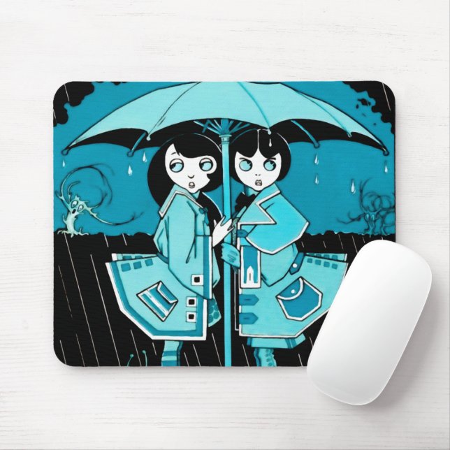 Mousepad Dia de chuva em azul (Com mouse)