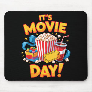 Mousepad Dia de filme comida de cinema noite lanche pipoca