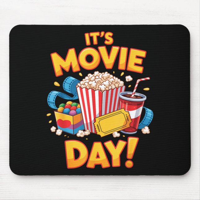 Mousepad Dia de filme comida de cinema noite lanche pipoca (Frente)