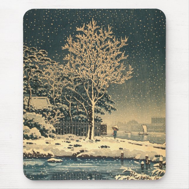 Mousepad Dia de inverno no Rio Sumida, no Japão (Frente)