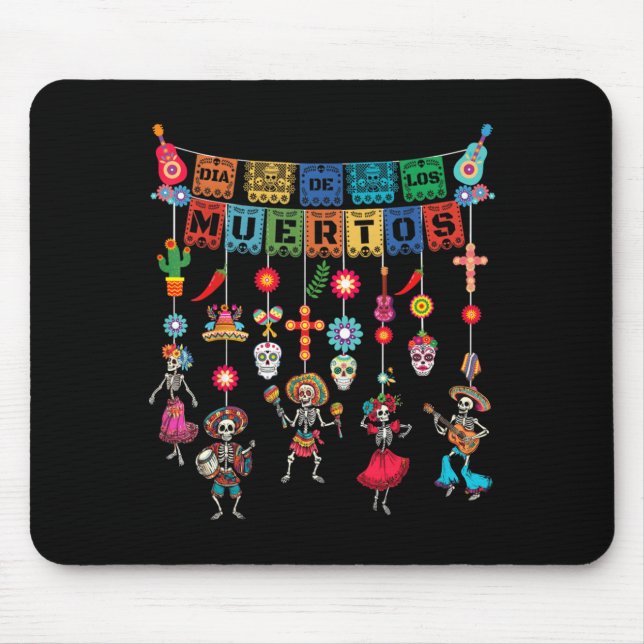 Mousepad Dia De Los Muertos Crânio de Açúcar Dançando Dia O (Frente)