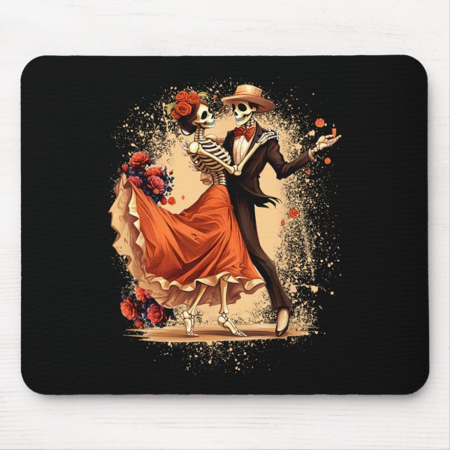 Mousepad Dia De Los Muertos Skeletons Dançando Dia Mexicano (Frente)